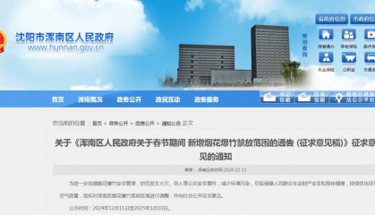 沈阳多区发布通告！春节烟花爆竹禁放范围调整！