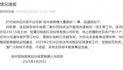 海南琼中县槟榔大量被砍”，当地通报