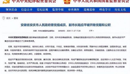 拒绝组织挽救，政绩观错位！安徽省安庆市人民政府原党组成员、副市长陆应平被“双开”