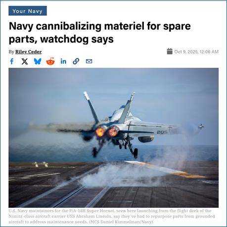 爆料:美军靠“拆零件”维持战备